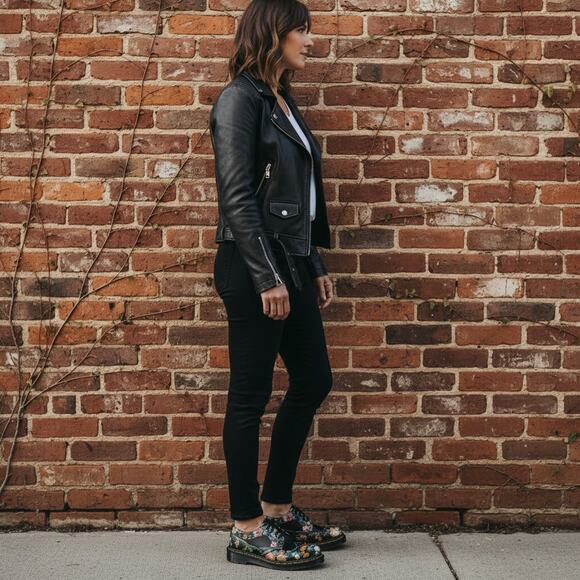 Dr. Martens Darcy Floral Oxfords Y2K Womens US 8 Black Leather Brogue Rare 3989 - Picture 14 of 16